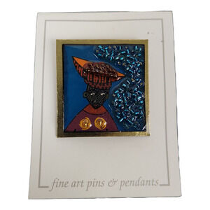 Vintage Bonnie Kondor 3D Collar Brooch Fine Art Collectible Pin Mixed Media NEW